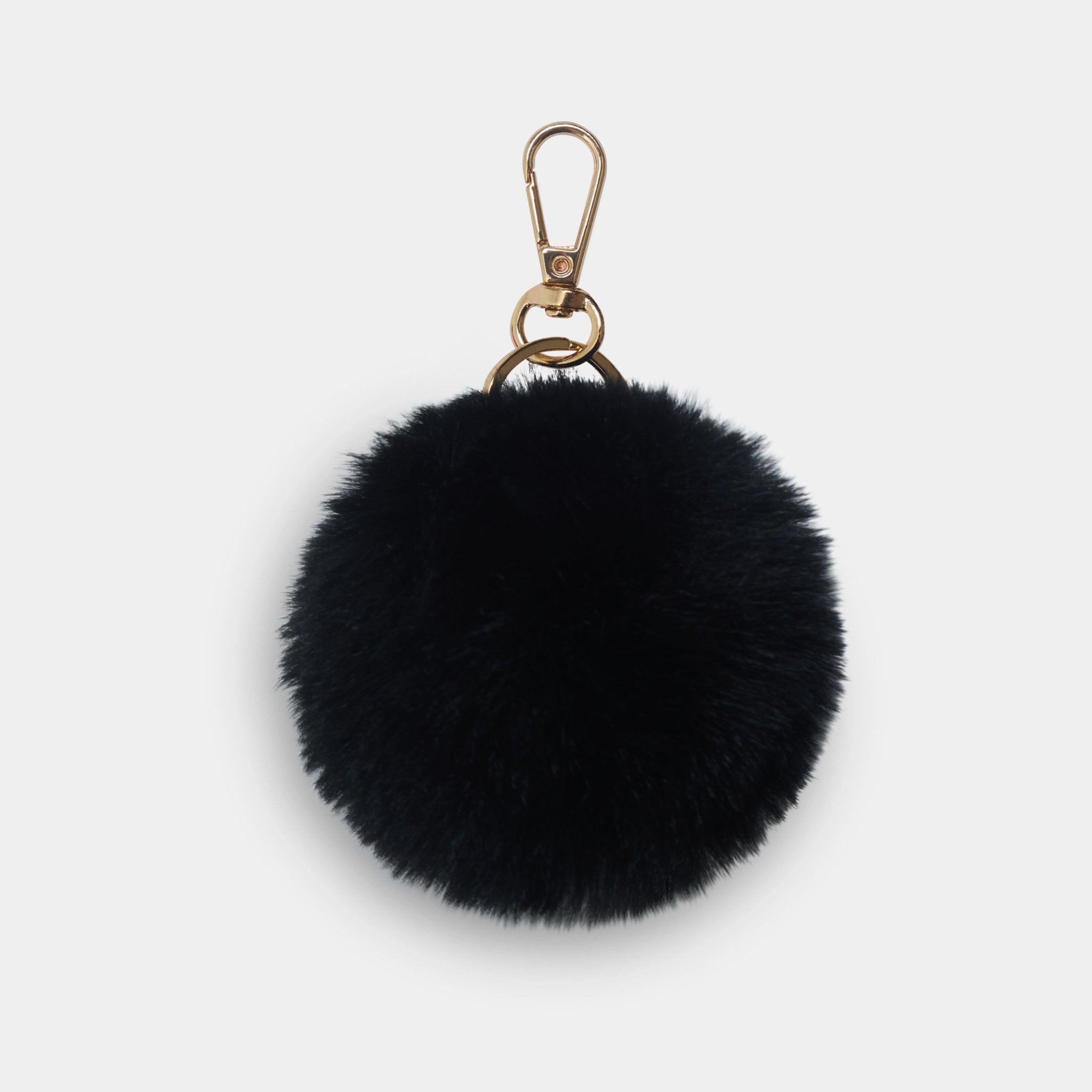 Black Luxury oversized pompom keyring - JLR London