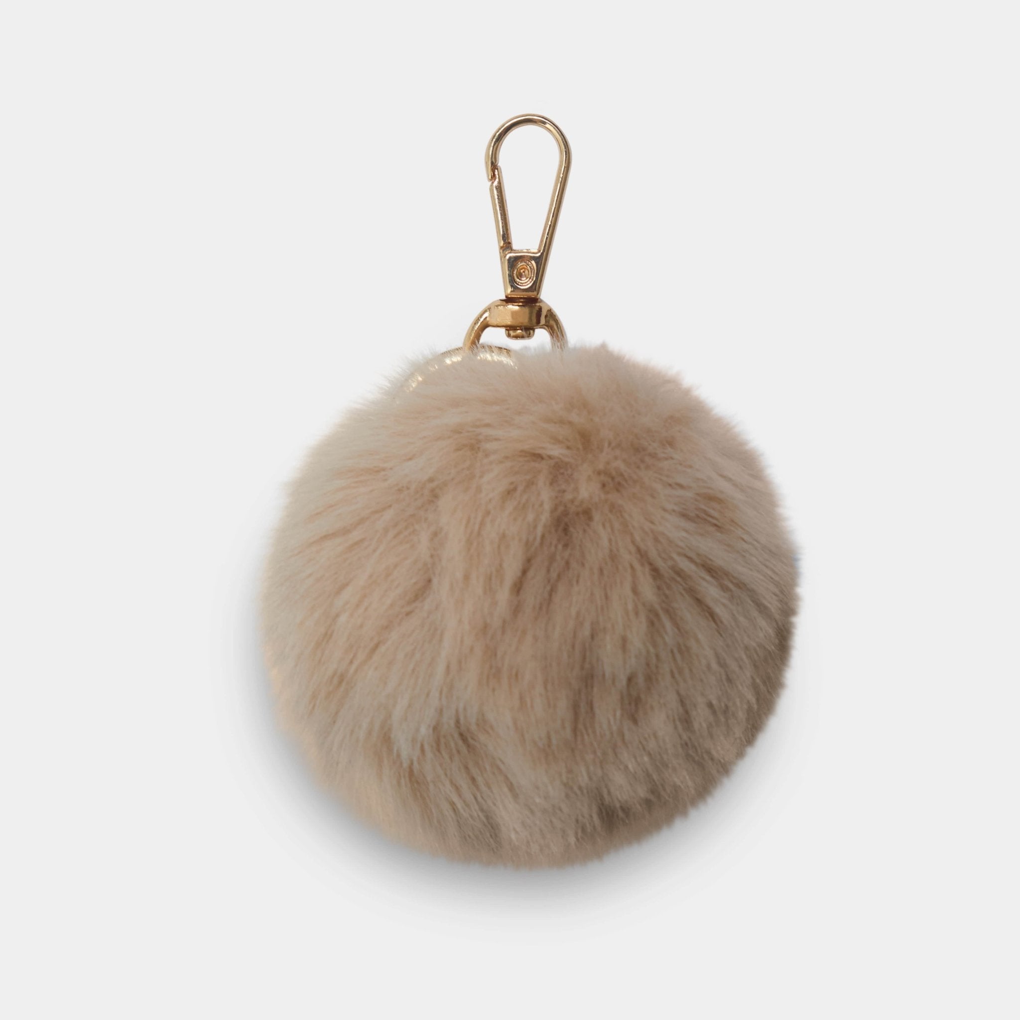 Taupe Luxury oversized pompom keyring - JLR London