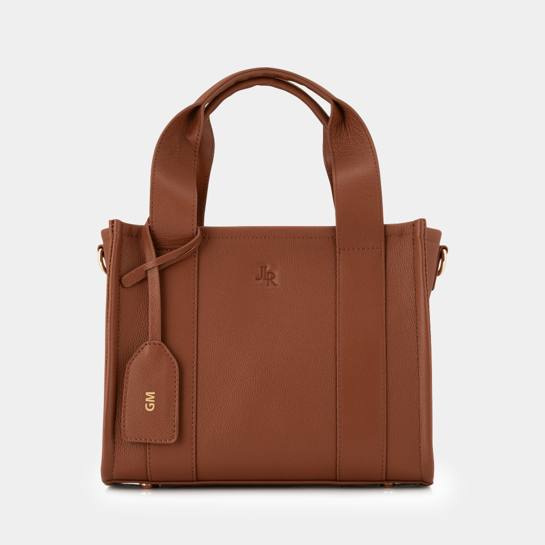 Mini Taylor Luxe Leather Tote Bag - Tan - JLR London