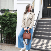 Mini Taylor Luxe Leather Tote Bag - Tan - JLR London