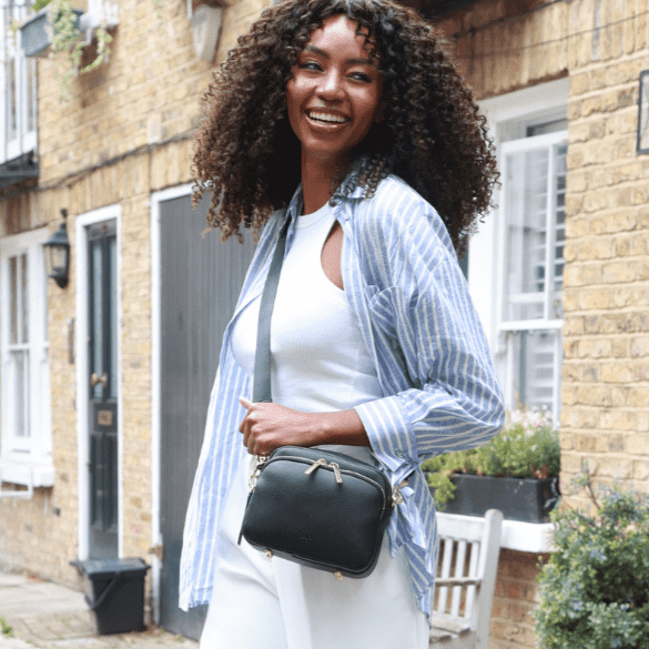 Chelsea Midi Crossbody Luxe Leather Bag - Black - JLR London