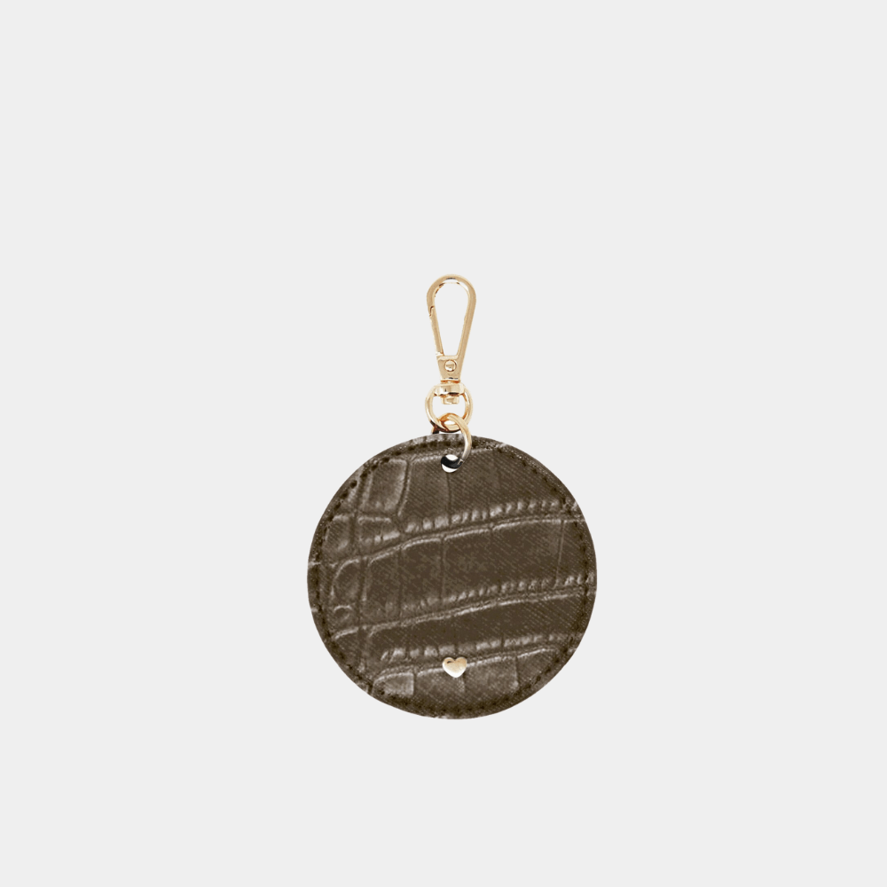 Grey Luxe Croc Leather Circle Keyring - JLR London