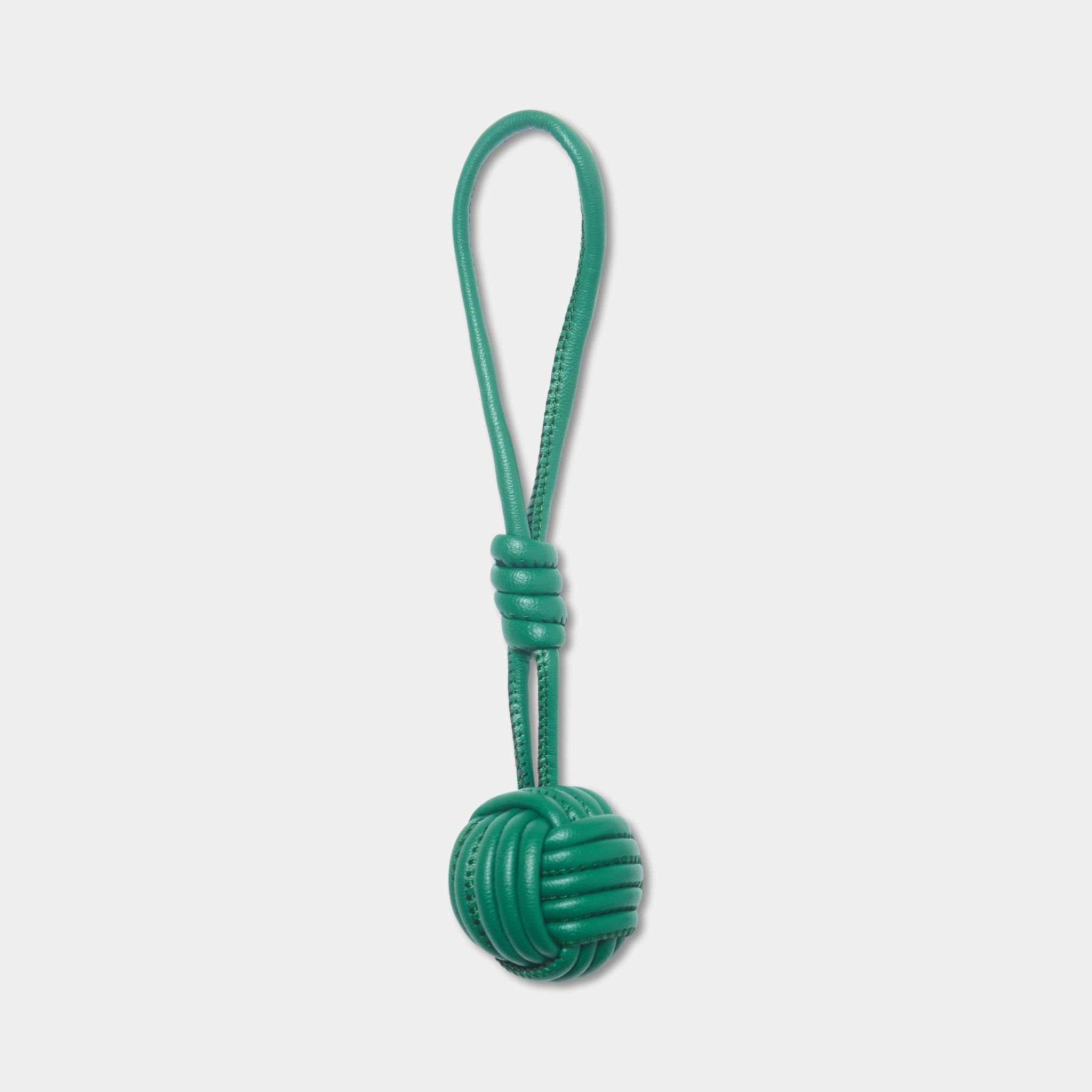 Dark Green luxury Rope Tie Leather Keyring - JLR London