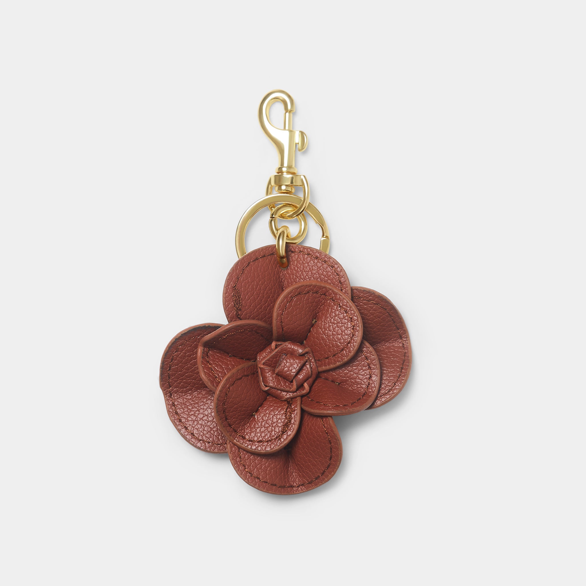 Brown Luxury Leather flower Keyring - JLR London