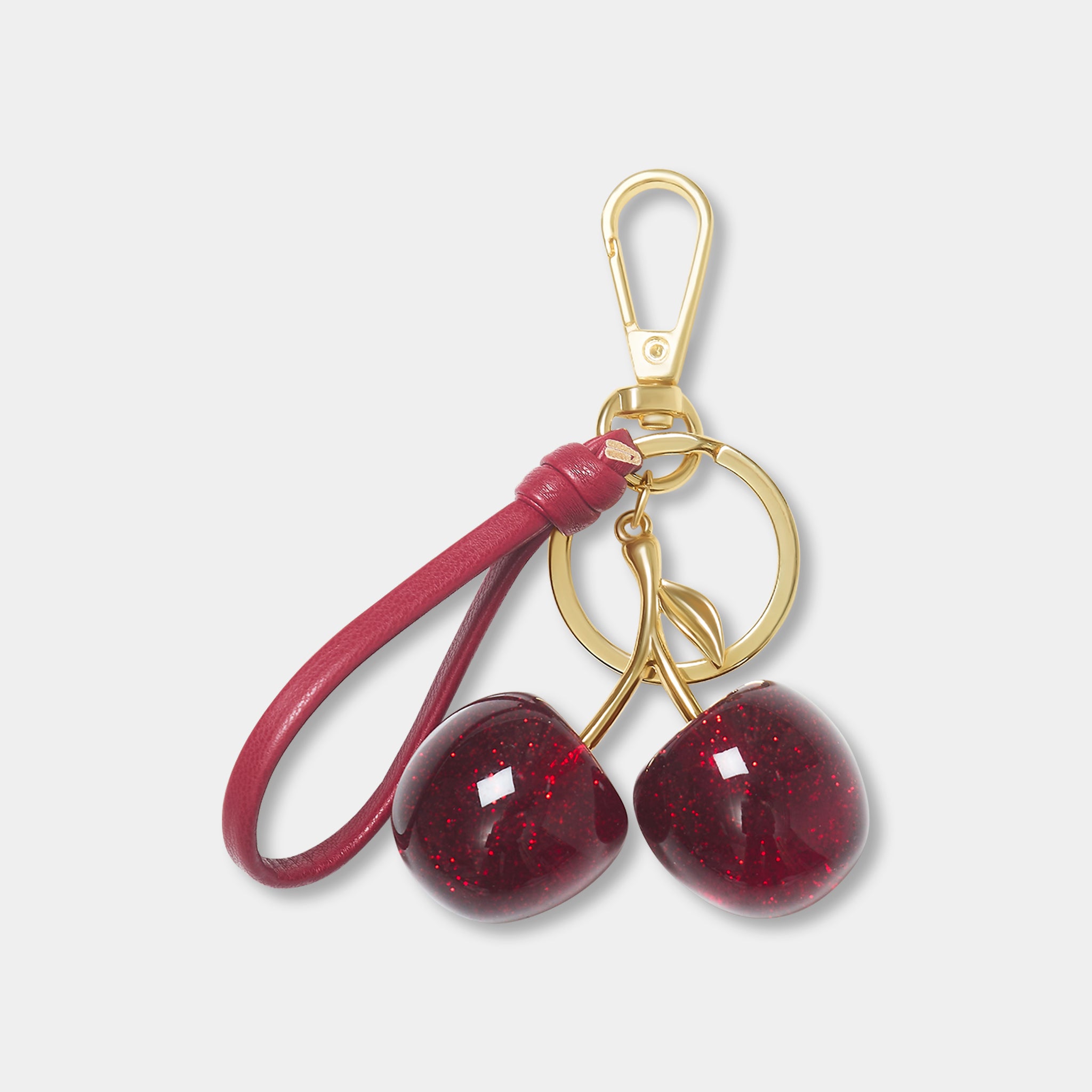 Deep Red Cherry Luxury Fruit keyring - JLR London