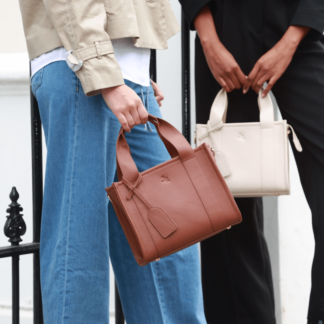Mini Taylor Luxe Leather Tote Bag - Tan - JLR London