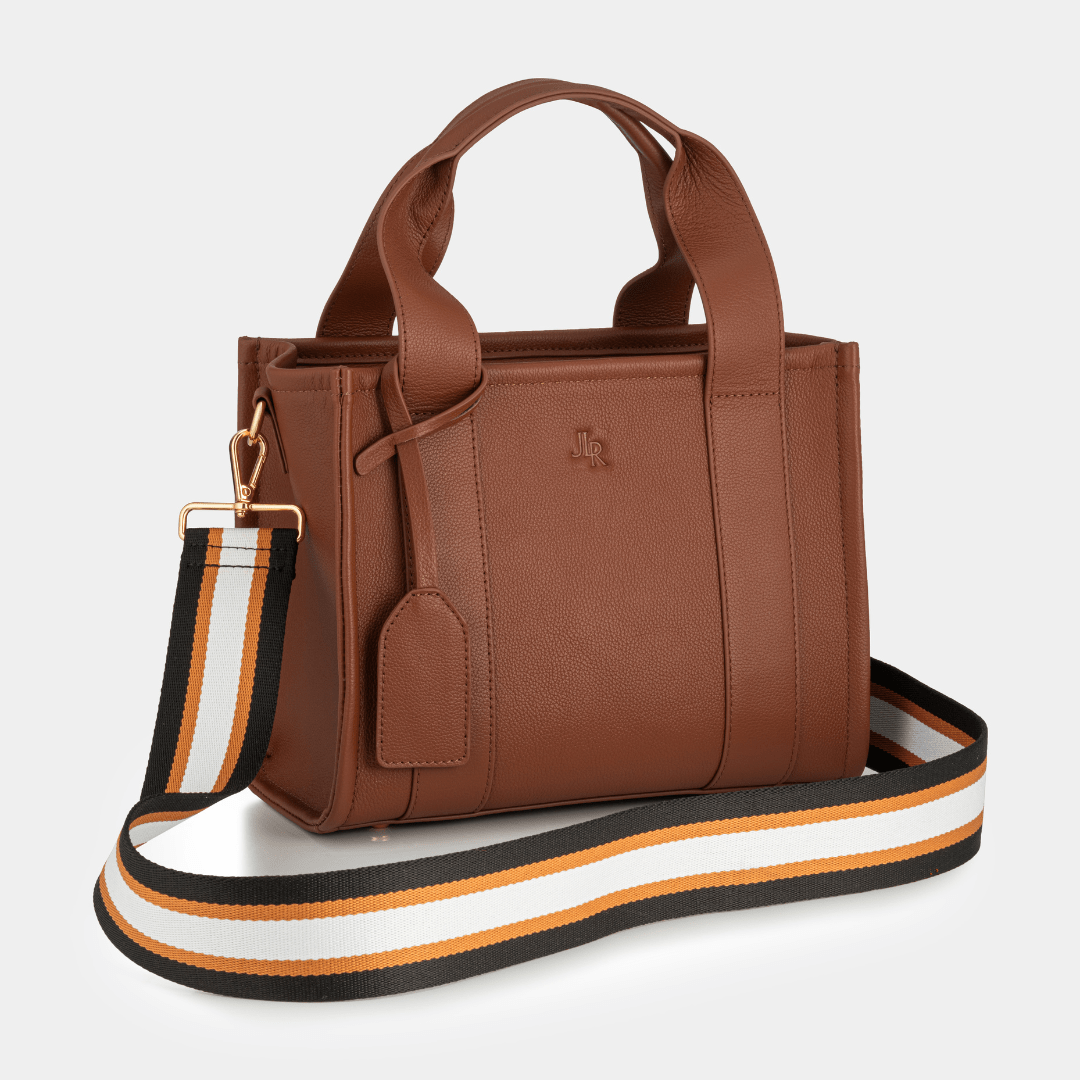 Mini Taylor Luxe Leather Tote Bag - Tan - JLR London