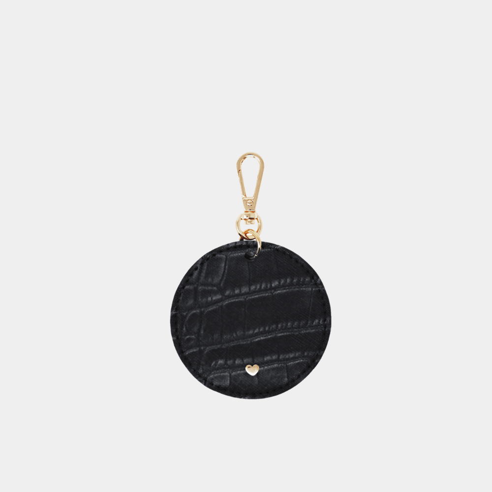 Black Luxe Croc Circle Keyring - JLR London