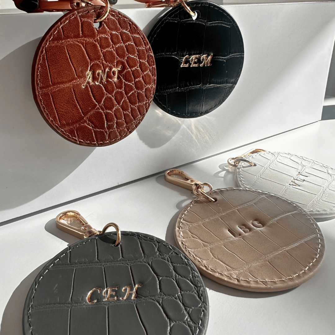 Grey Luxe Croc Leather Circle Keyring - JLR London