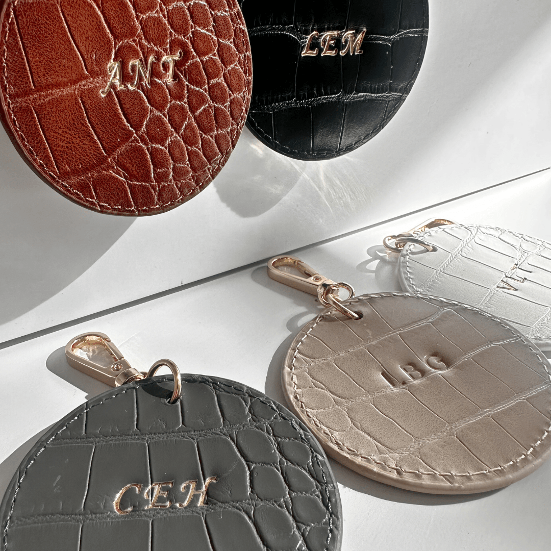 Tan Luxe Croc Circle Keyring - JLR London