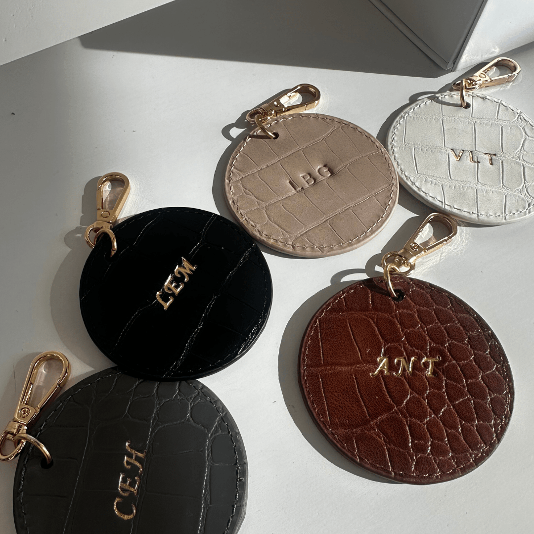Ecru Luxe Croc Circle Keyring - JLR London