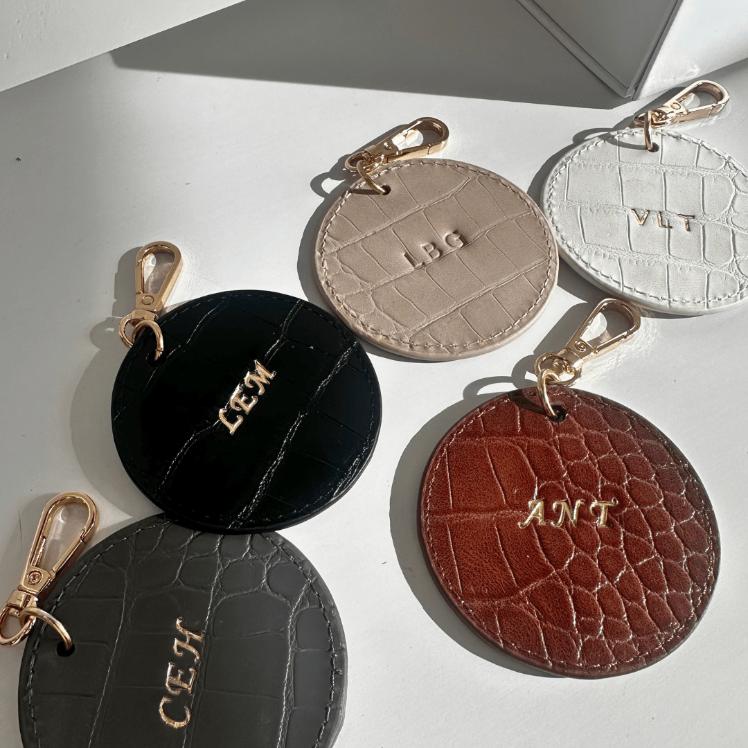 Black Luxe Croc Circle Keyring - JLR London