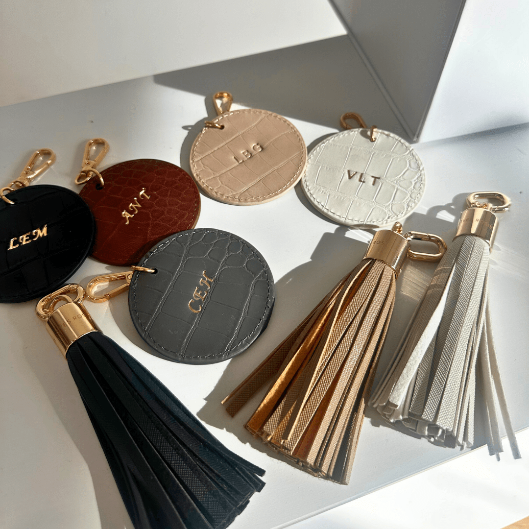 Black Luxe Croc Circle Keyring - JLR London