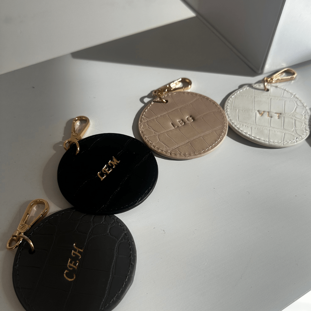 Ecru Luxe Croc Circle Keyring - JLR London