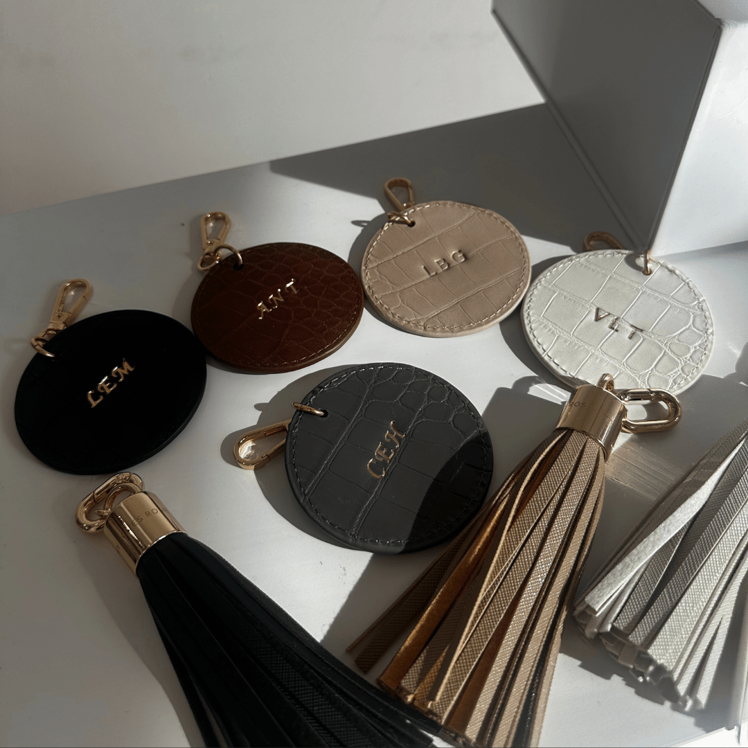Ecru Luxe Croc Circle Keyring - JLR London