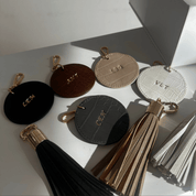 Luxe White Vegan Leather Tassel Keyring - JLR London