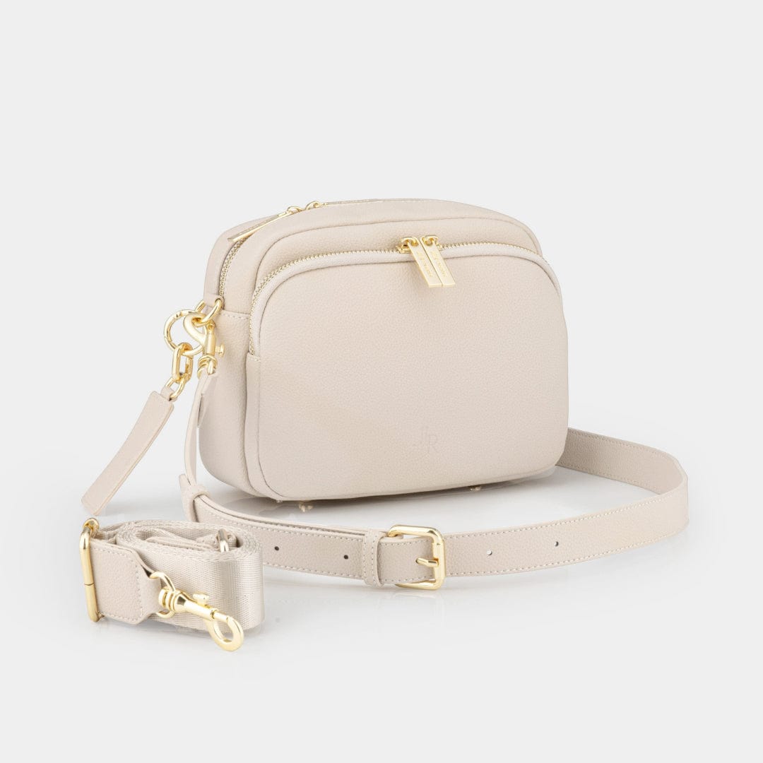 Chelsea Midi Crossbody Luxe Leather Bag Stone - JLR London