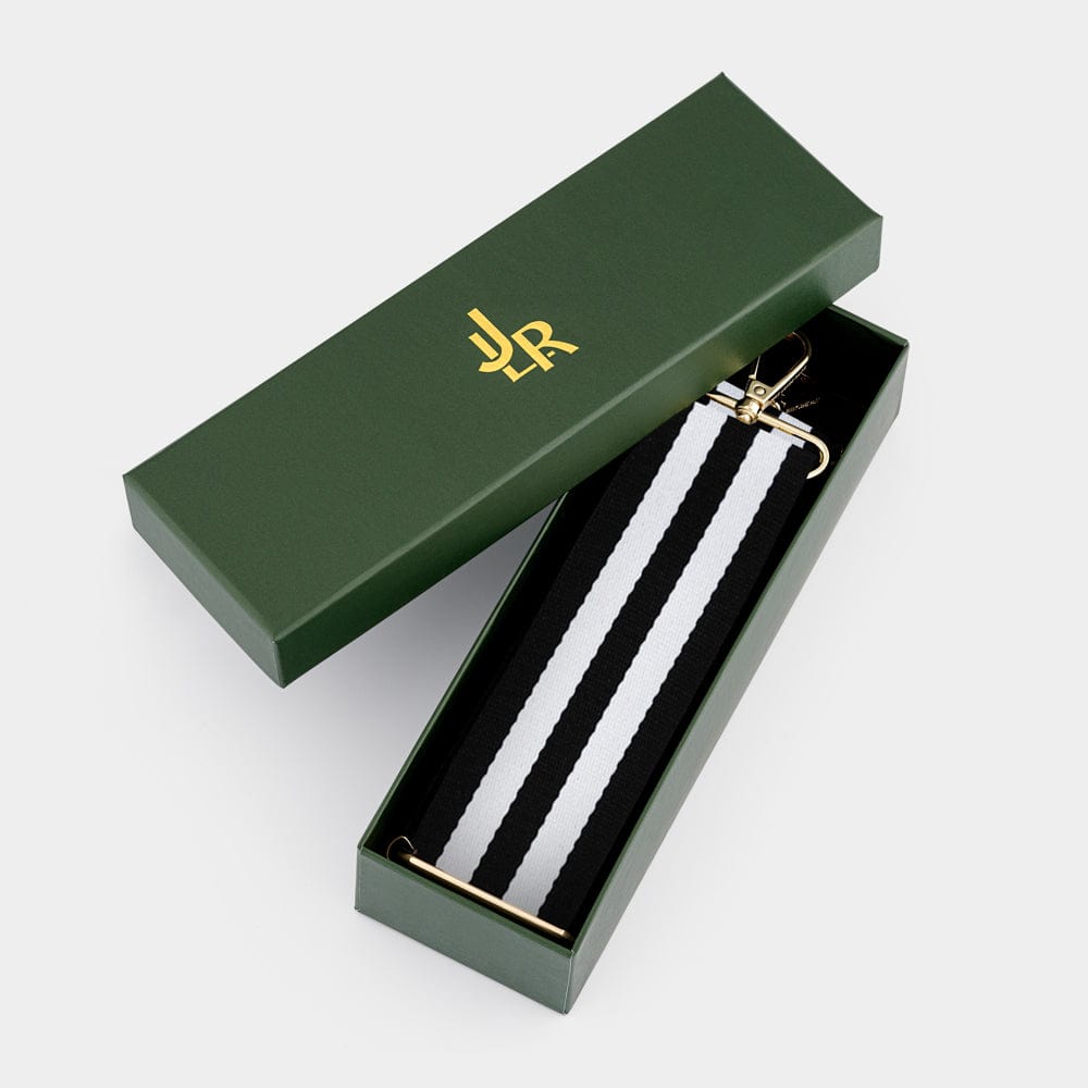 Luxe Black Fisher Stripe Strap - JLR London