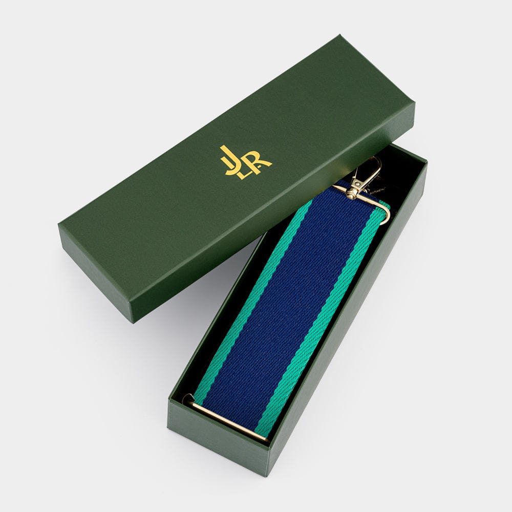 Luxe Blue & Navy Stripe Bag Strap - JLR London