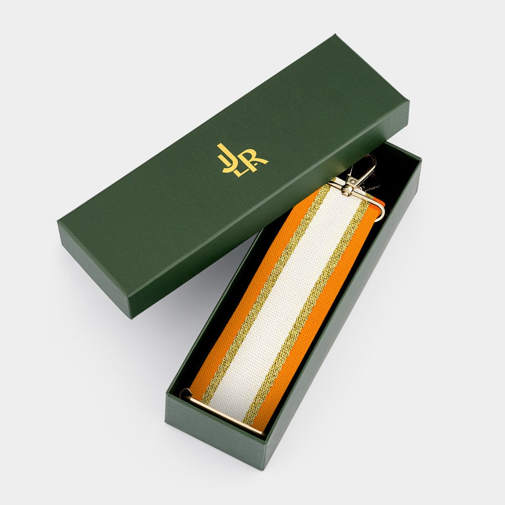 Luxe Orange Georgie Stripe Bag Strap - JLR London