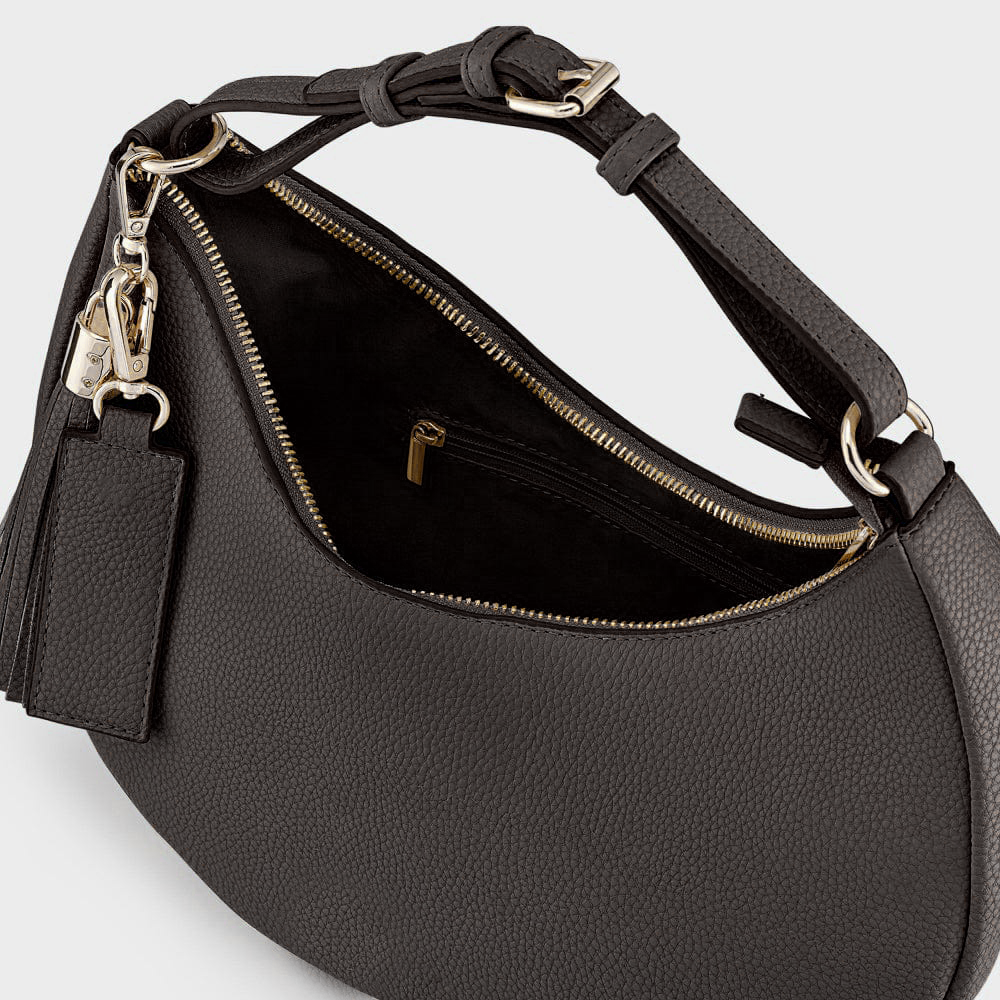 Black Rudy Midi Half Moon Bag