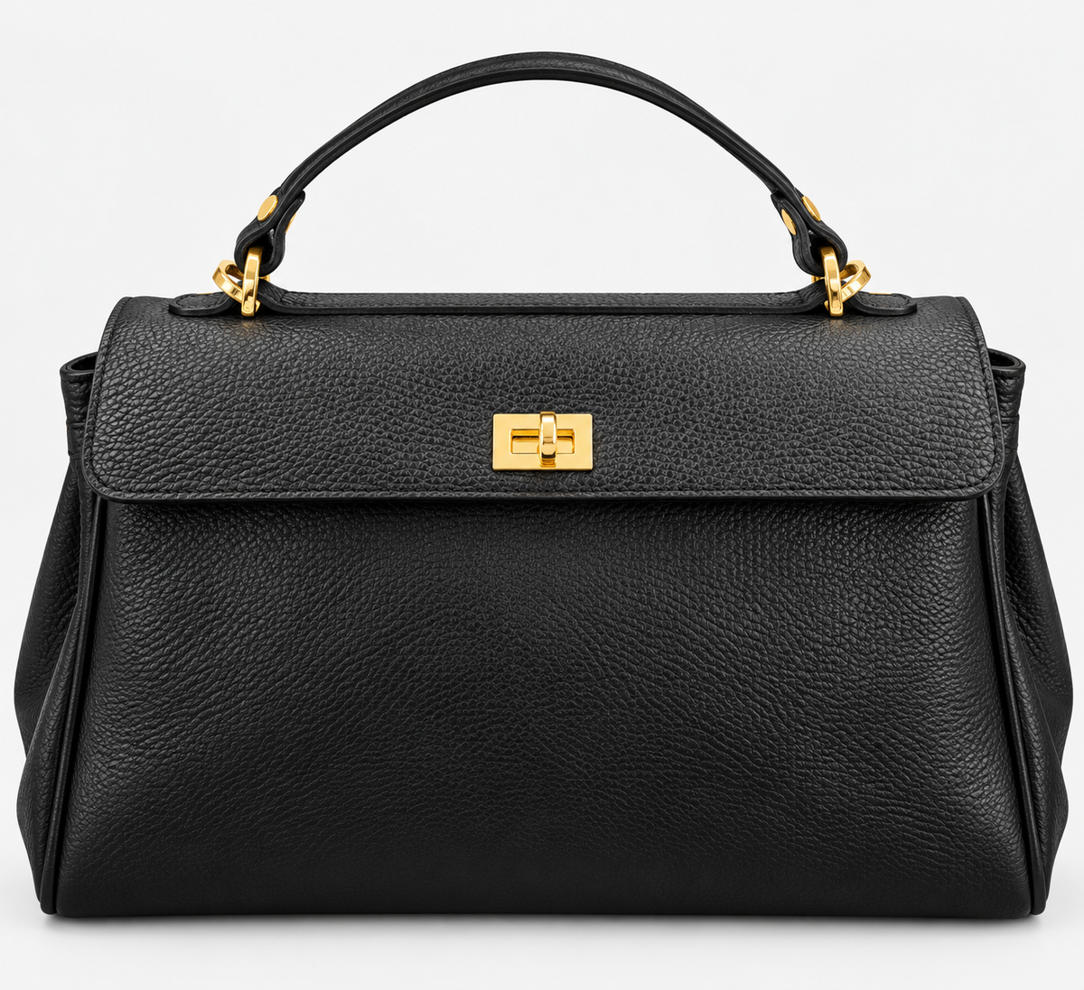 The Maxi Lucca Top Handle - Black Leather