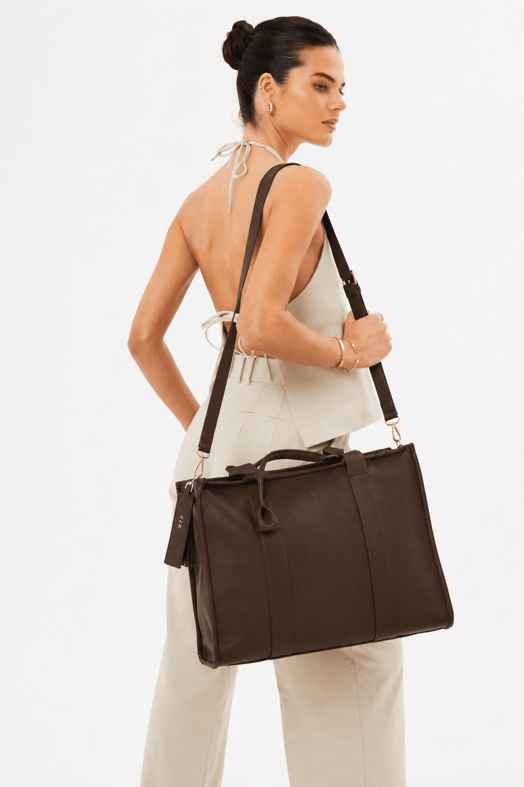 Maxi Taylor Tote Bag- Dark Brown - JLR London