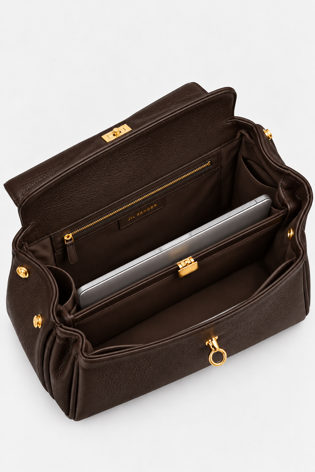 The Maxi Lucca Top Handle - Dark Brown Leather