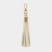 Luxe Ecru Vegan Leather Tassel Keyring - JLR London