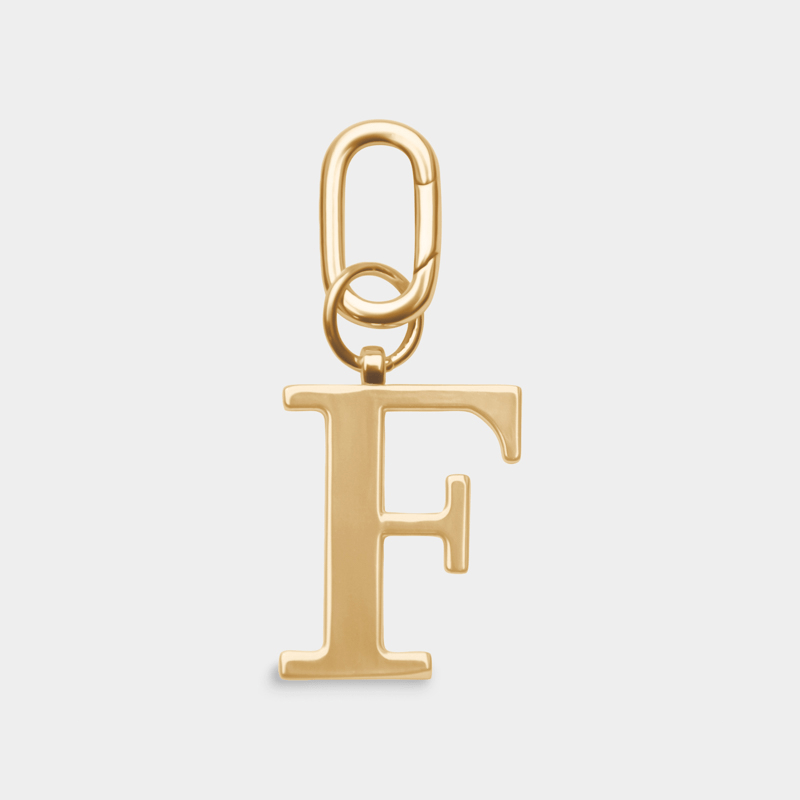 F - Gold Metal Letter Keyring - JLR London