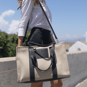 Porto Maxi Luxe Vegan Leather And Canvas Tote Bag - Black - JLR London