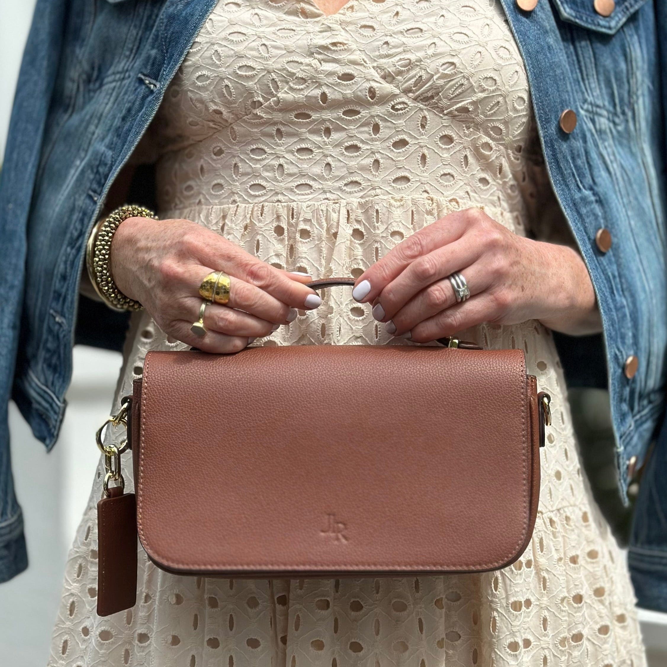 Cambridge Luxe Leather Top Handle Bag - Tan - JLR London