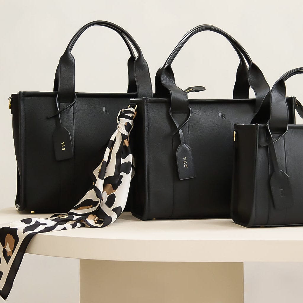 Maxi Taylor Luxe Leather Tote Bag - Black - JLR London