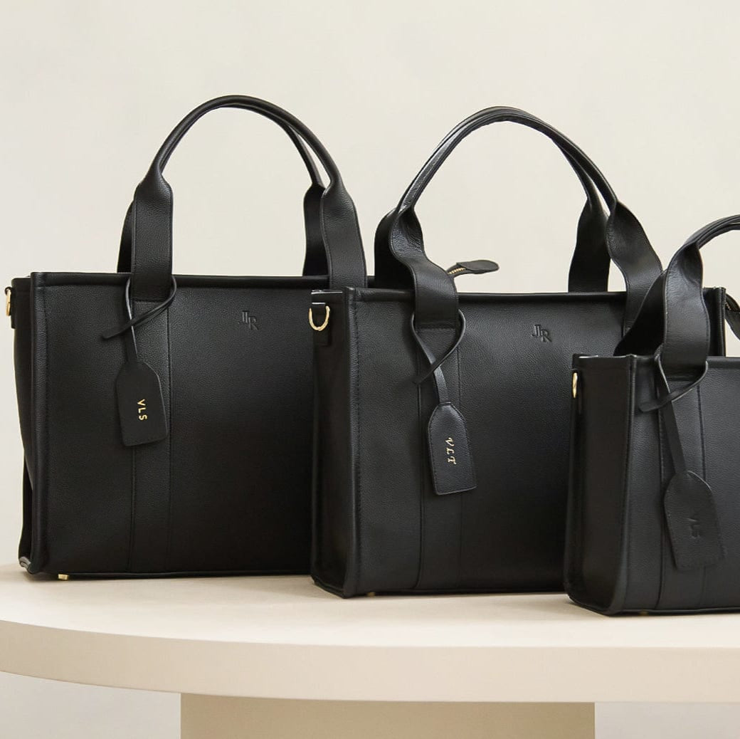 Maxi Taylor Luxe Leather Tote Bag - Black - JLR London