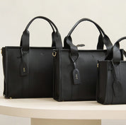 Maxi Taylor Luxe Leather Tote Bag - Black - JLR London