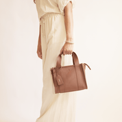 Mini Taylor Luxe Leather Tote Bag - Tan - JLR London
