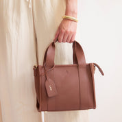 Mini Taylor Luxe Leather Tote Bag - Tan - JLR London