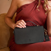 Cambridge Luxe Leather Top Handle Bag - Black - JLR London