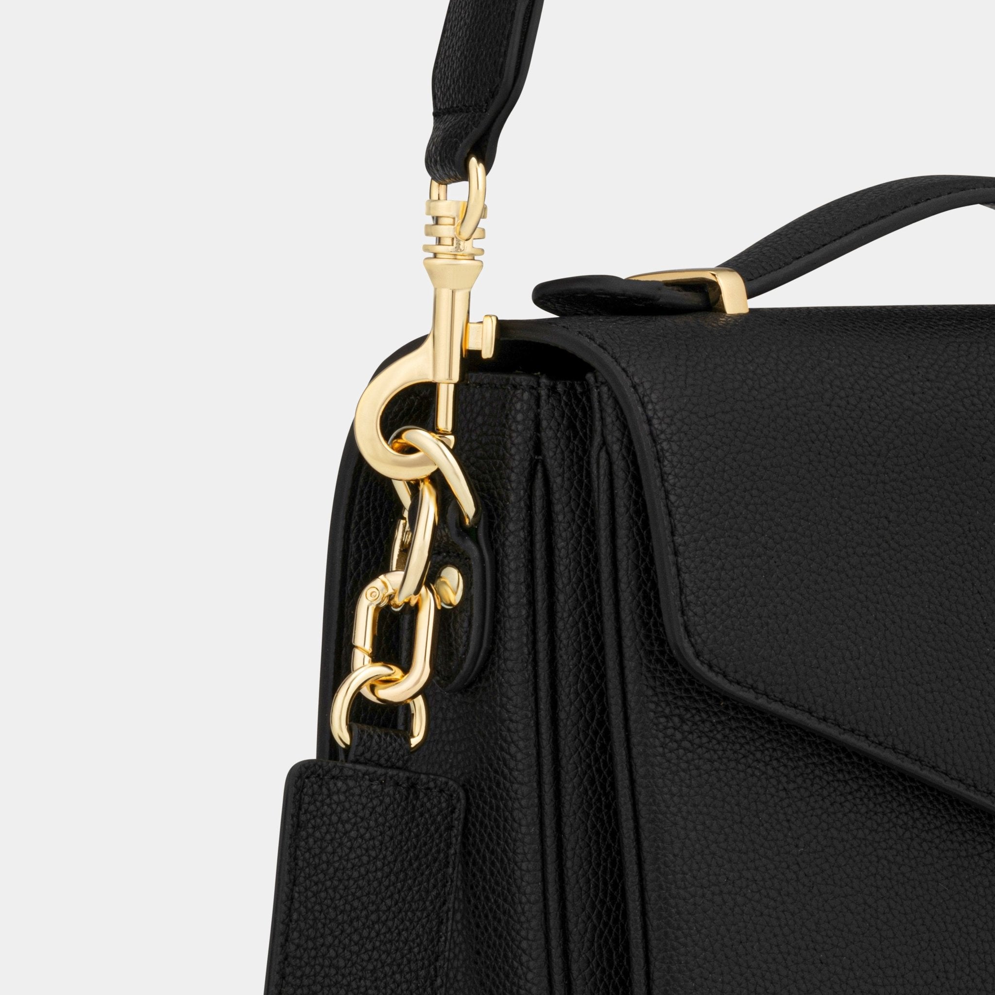 Kensington Luxe Leather Top Handle Bag - Black - JLR London