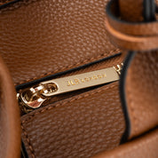 Capri Maxi Tan Luxe Vegan Leather and Raffia Tote Bag - Tan - JLR London