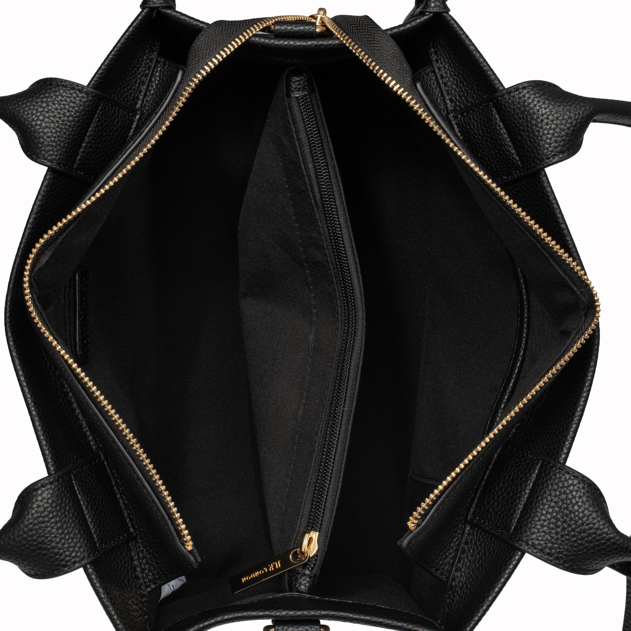 Capri Midi Black Luxe Vegan Leather And Raffia Tote Bag - Black - JLR London