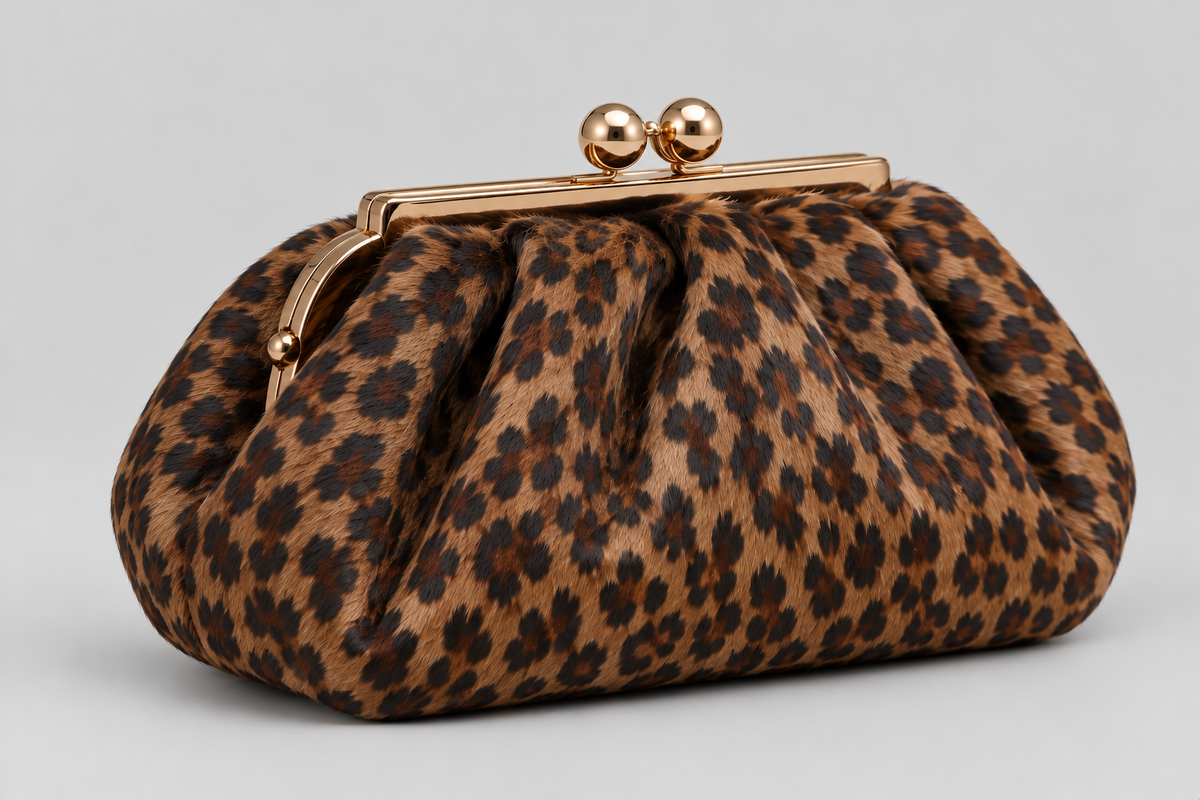 The Gigi Clutch - Dark Leopard leather