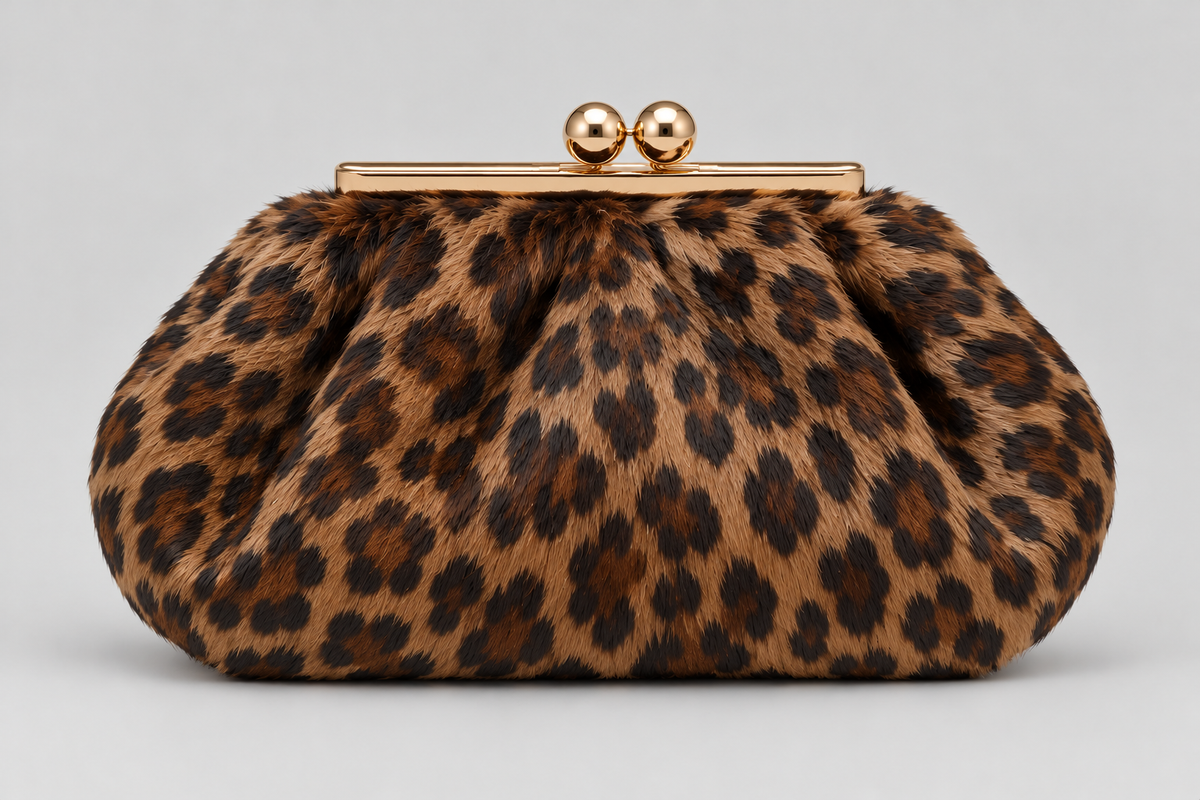The Gigi Clutch - Dark Leopard leather