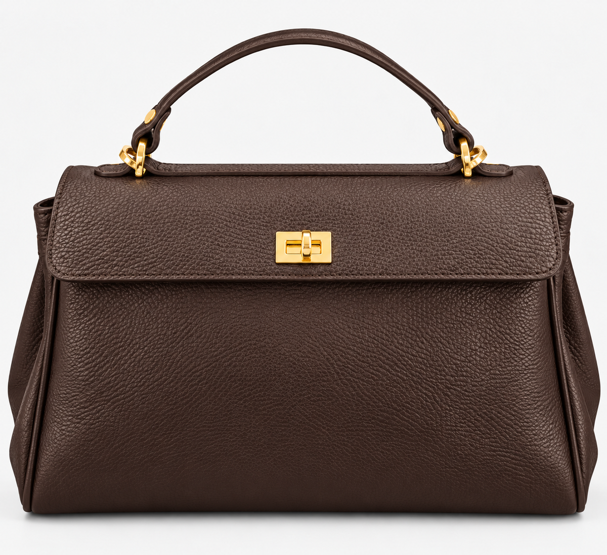The Maxi Lucca Top Handle - Dark Brown Leather