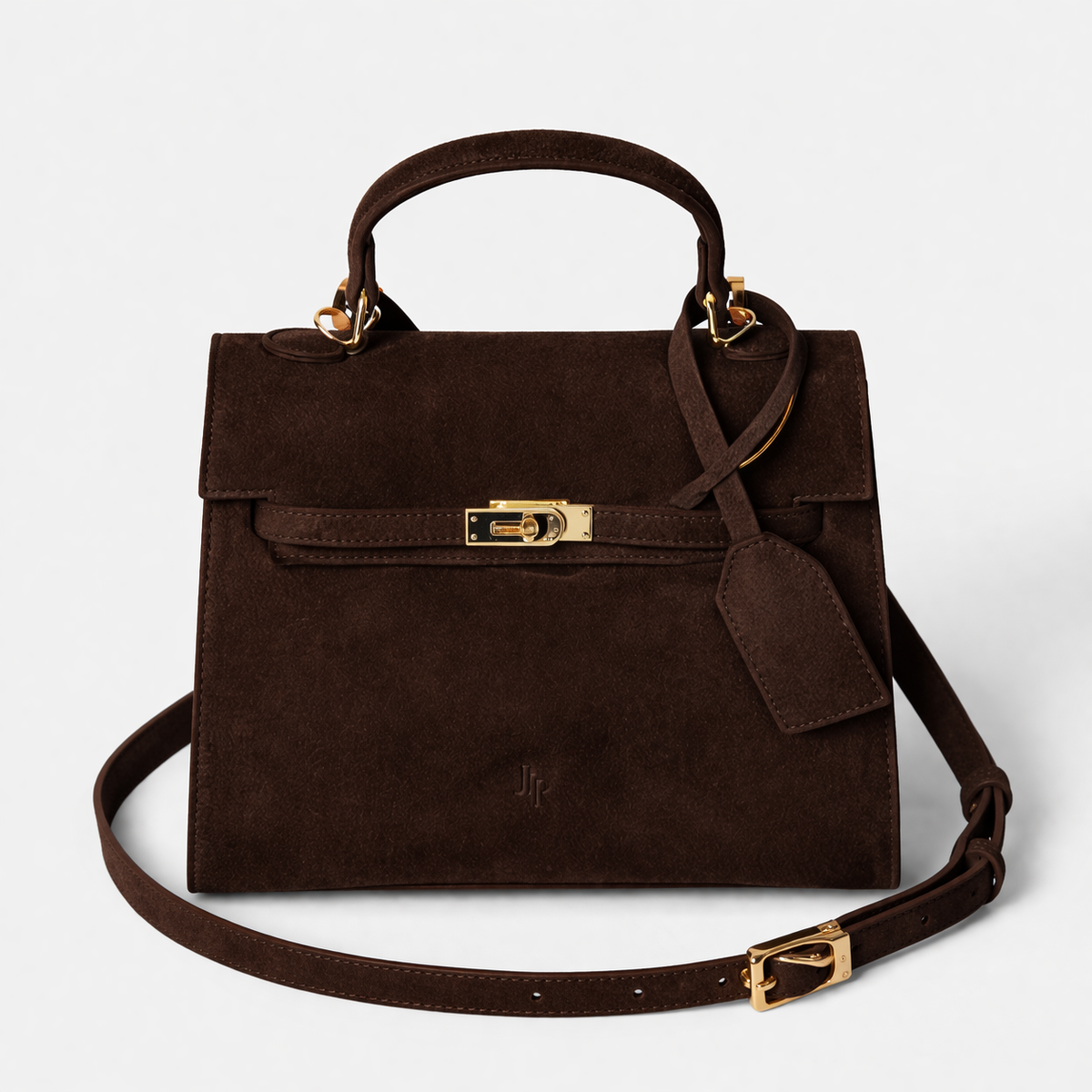Richmond Top handle Tote bag - Dark Brown Suede