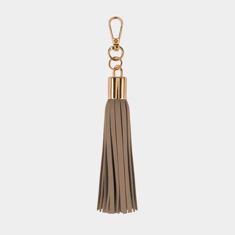 Luxe Mocha Vegan Leather Tassel Keyring - JLR London