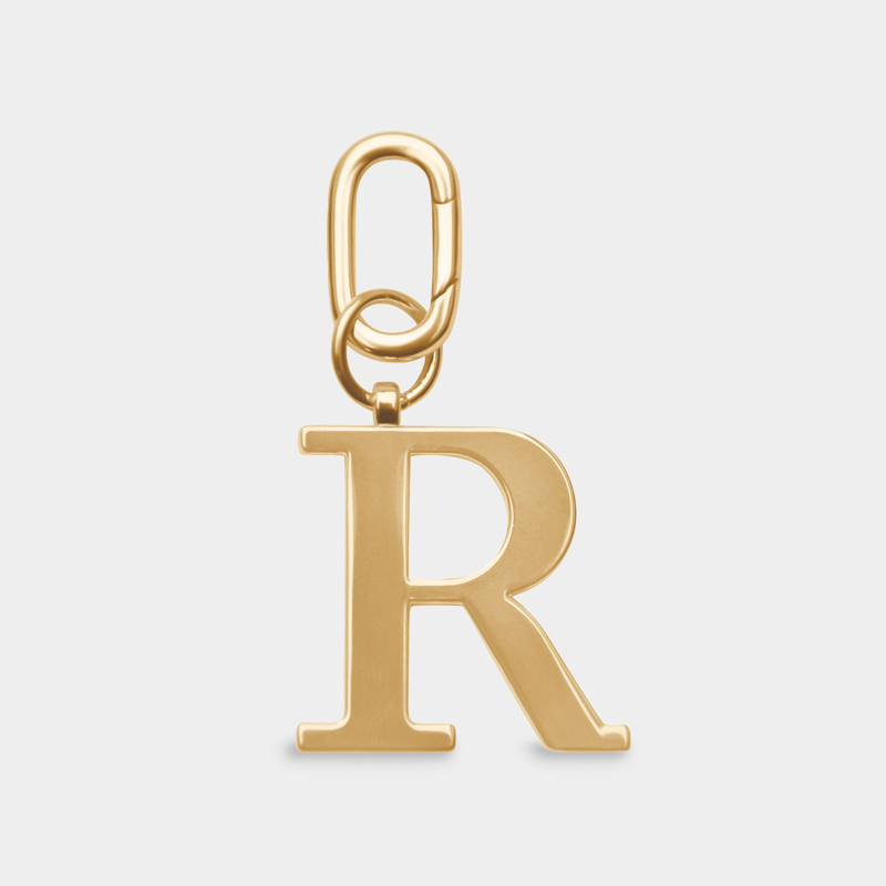 R - Gold Metal Letter Keyring - JLR London