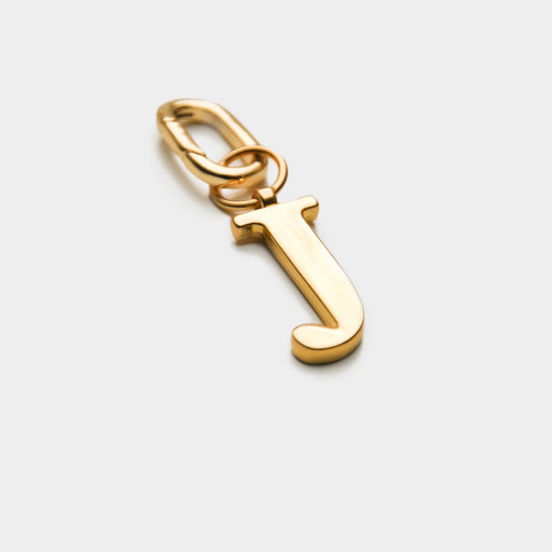 J - Gold Metal Letter Keyring - JLR London