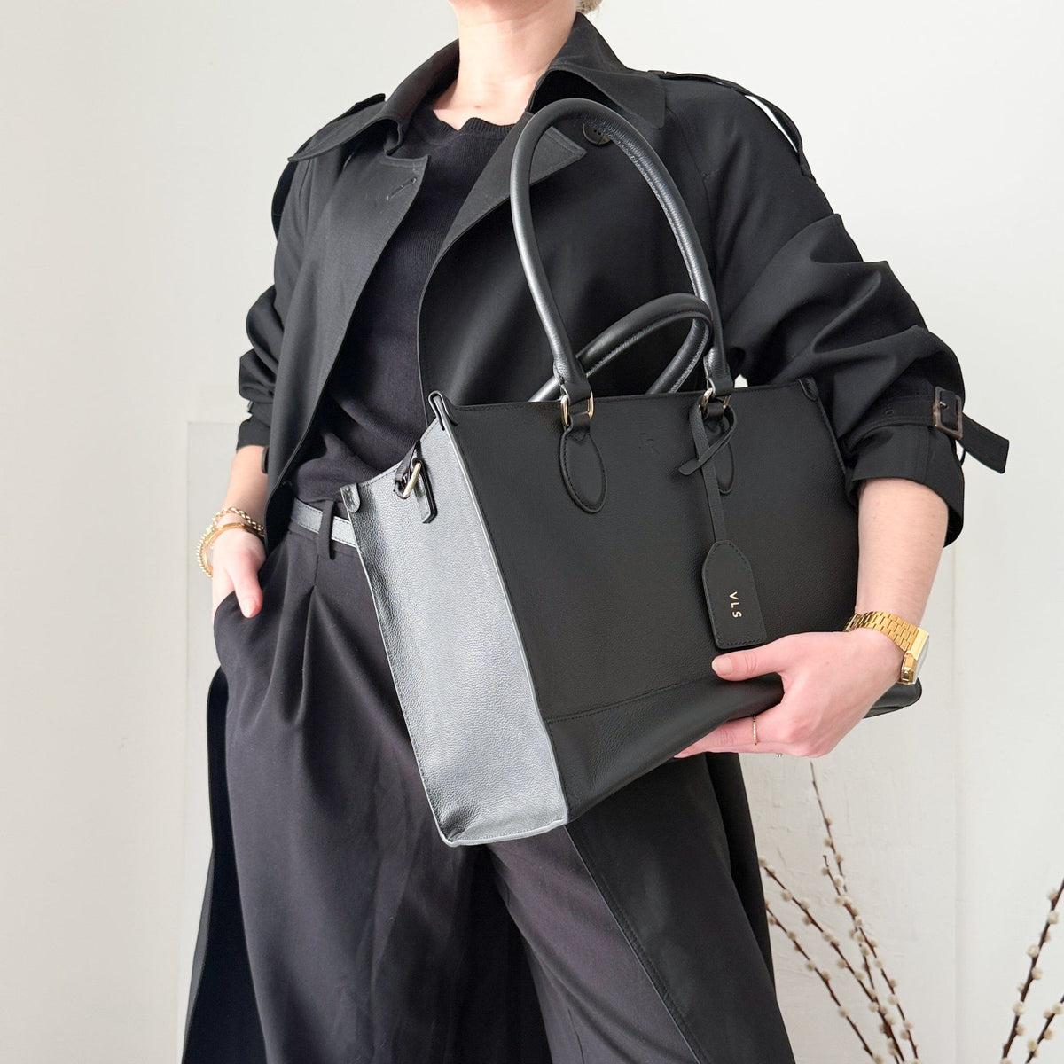 Luxe Leather Belgrave Work Bag - Black - JLR London