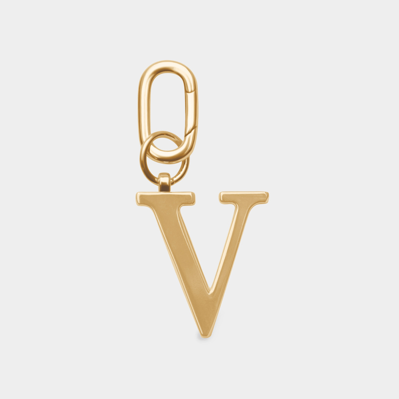 V - Gold Metal Letter Keyring - JLR London